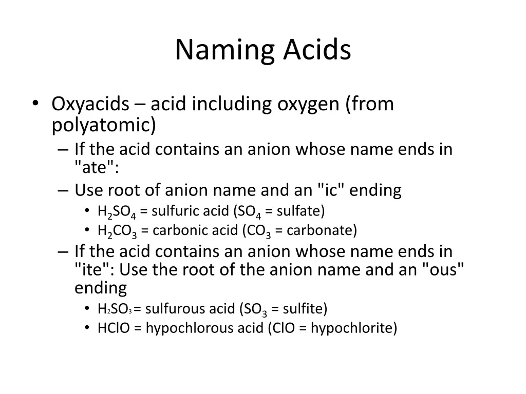 naming acids 1