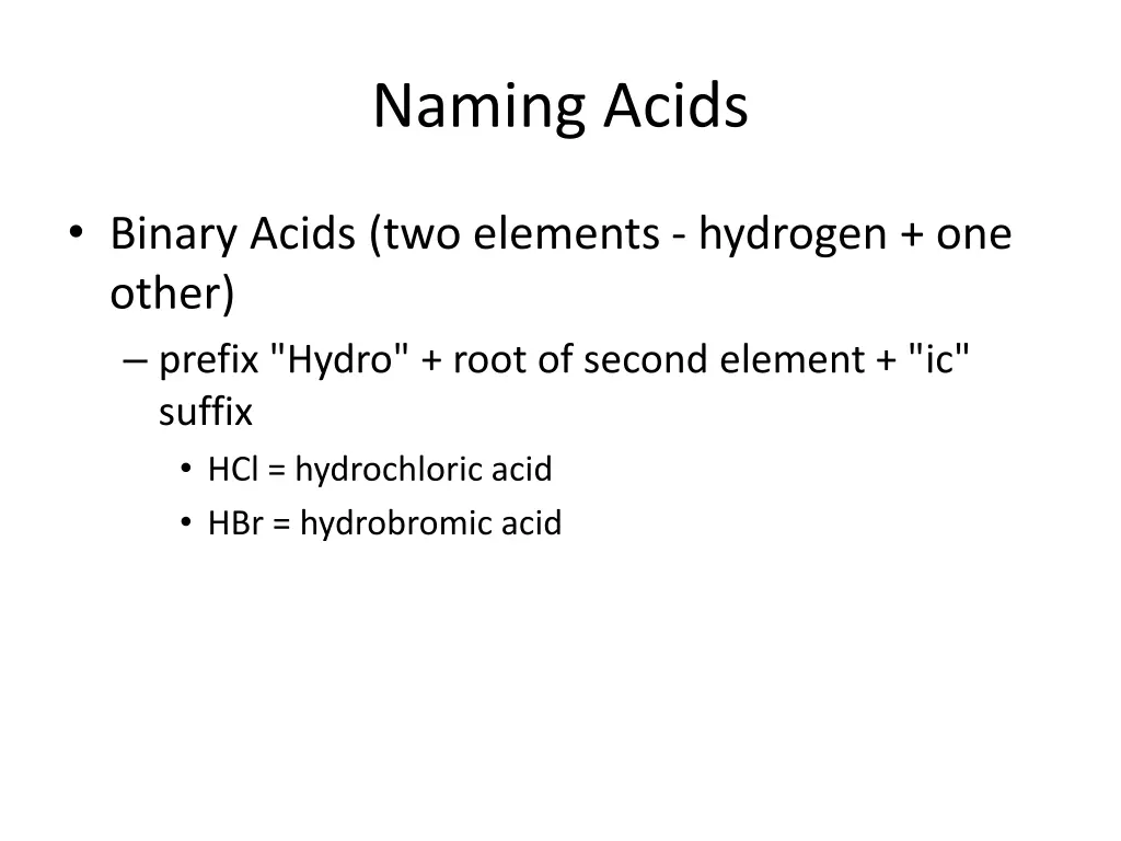 naming acids