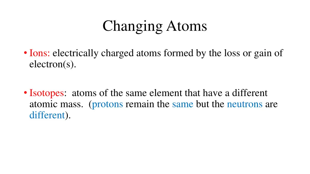 changing atoms