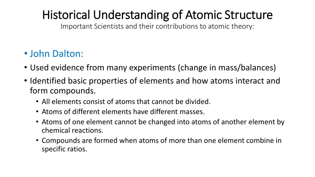 historical understanding of atomic structure