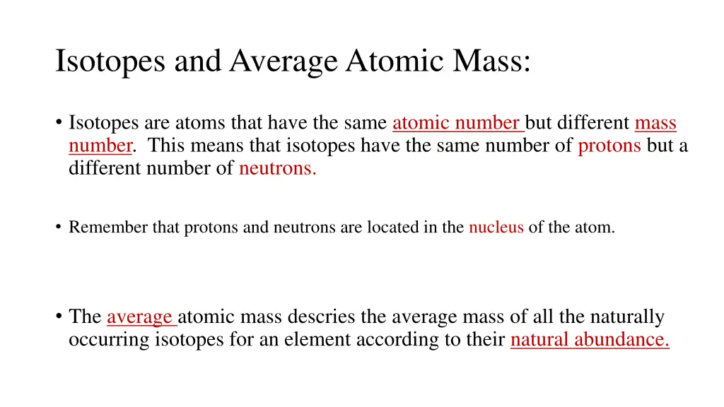 isotopes and average atomic mass