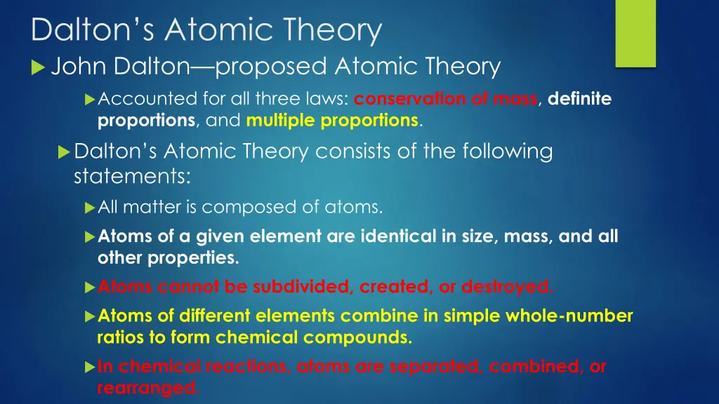 dalton s atomic theory john dalton proposed