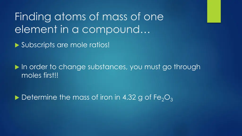 finding atoms of mass of one element in a compound