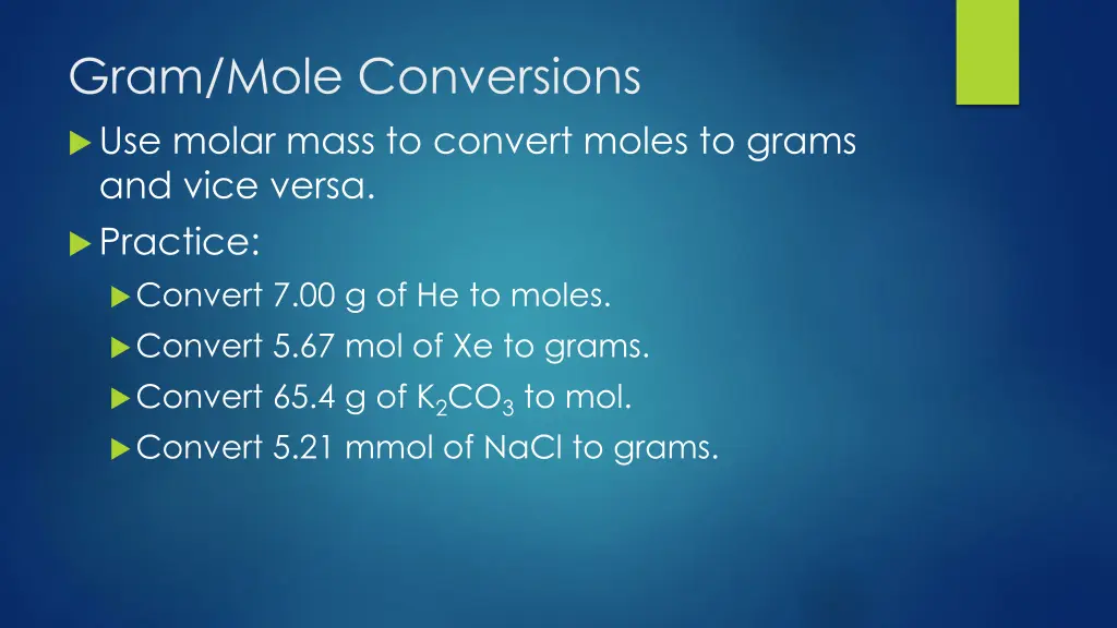 gram mole conversions use molar mass to convert