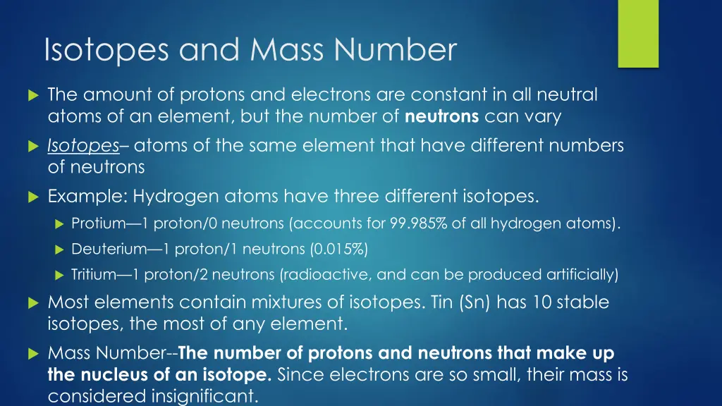 isotopes and mass number