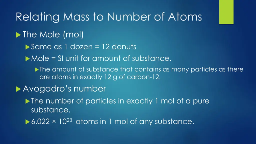 relating mass to number of atoms