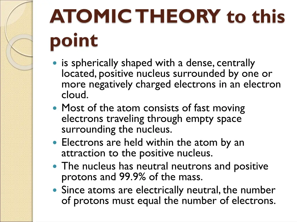 atomic theory to this point