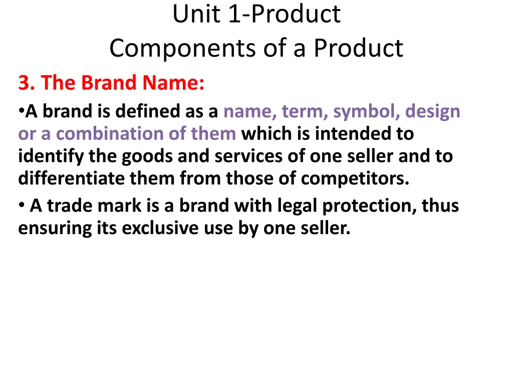 unit 1 product components of a product 1