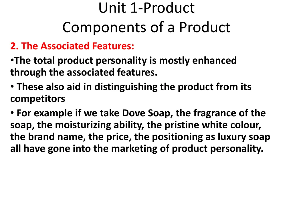 unit 1 product components of a product