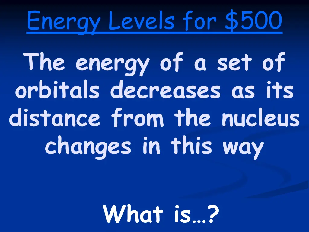 energy levels for 500 the energy