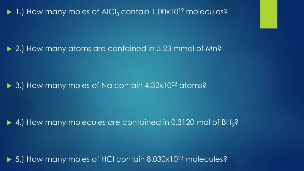 1 how many moles of alcl 3 contain 1 00x10