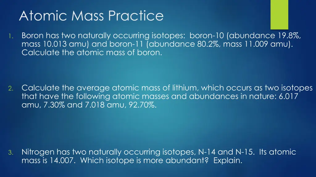 atomic mass practice