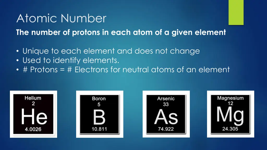 atomic number the number of protons in each atom