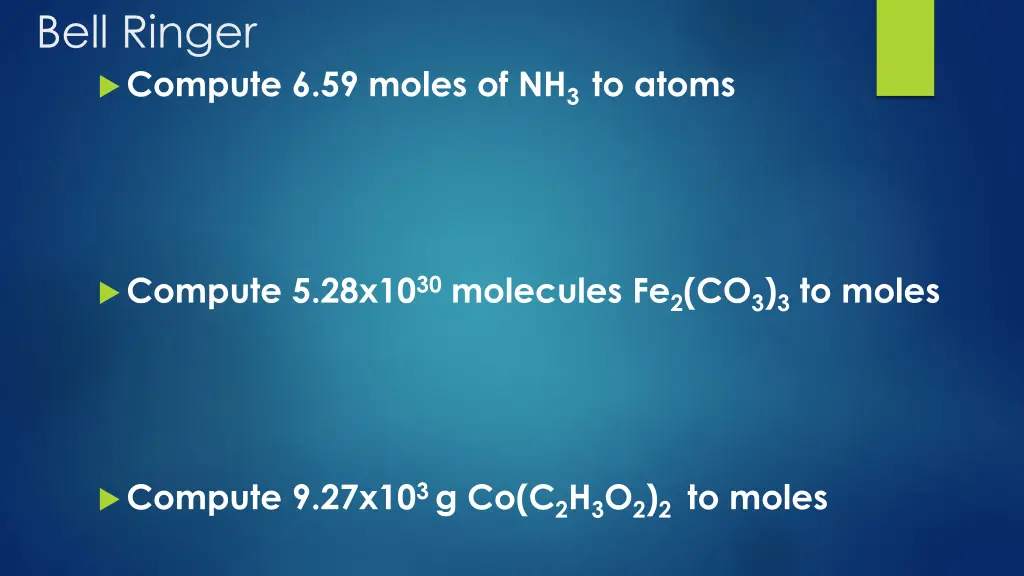 bell ringer compute 6 59 moles of nh 3 to atoms