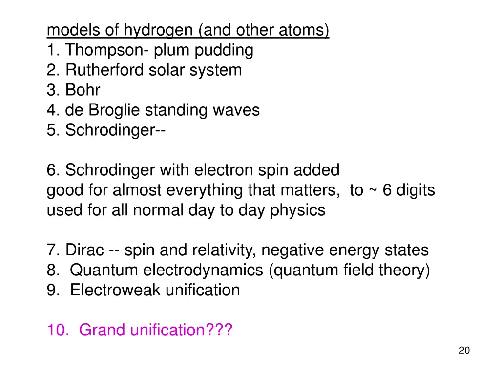 models of hydrogen and other atoms 1 thompson