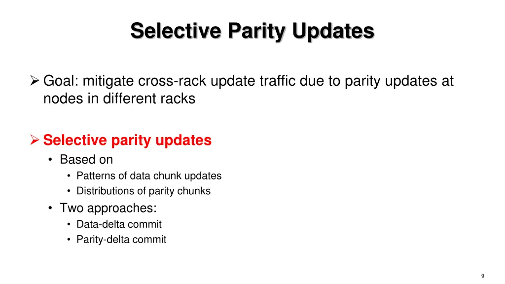 selective parity updates