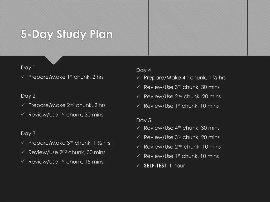 5 day study plan