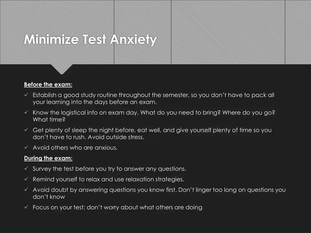 minimize test anxiety