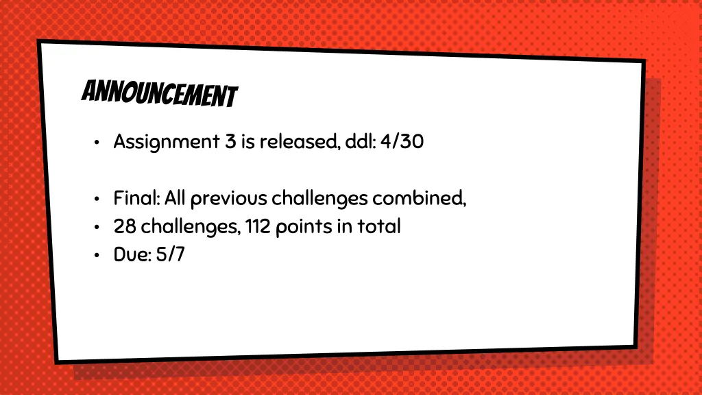 assignment 3 is released ddl 4 30