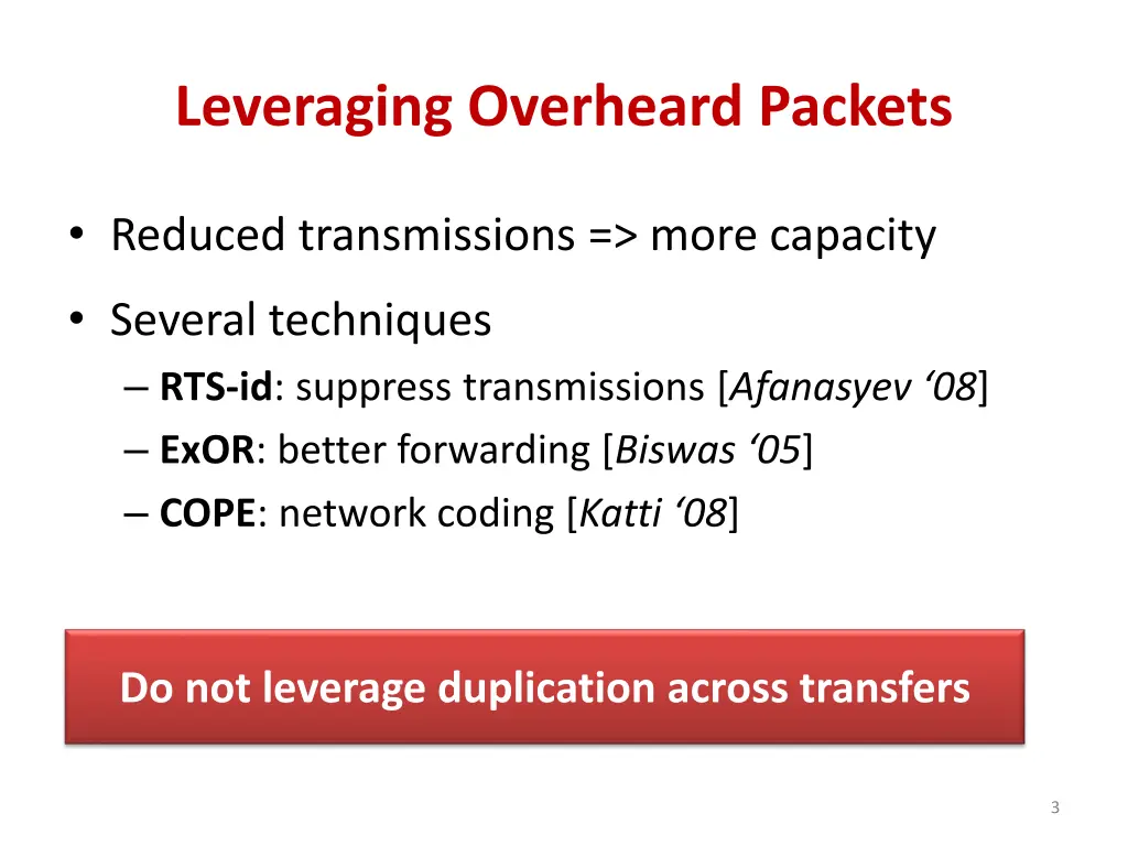 leveraging overheard packets