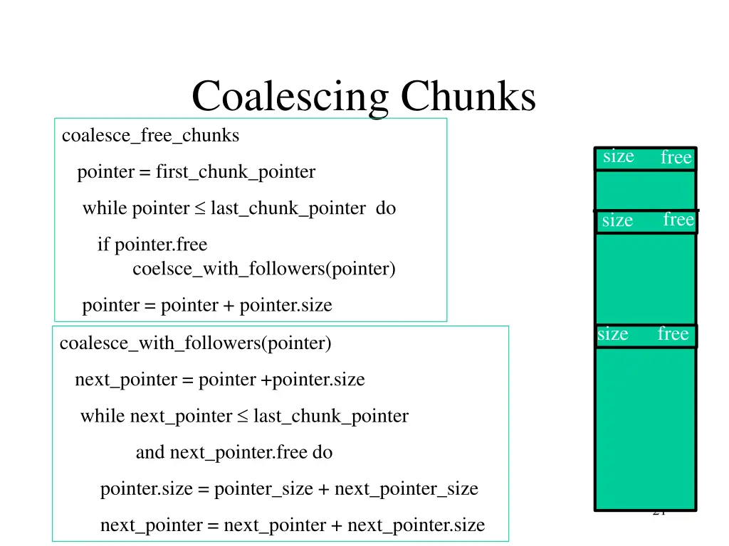 coalescing chunks coalesce free chunks