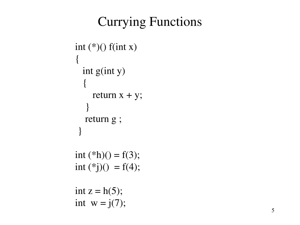 currying functions