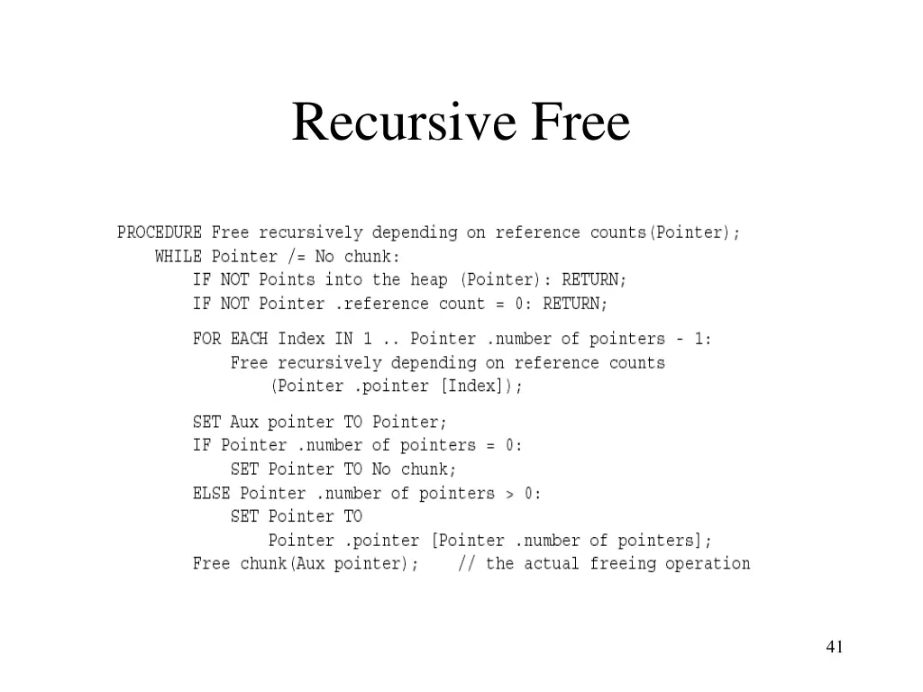 recursive free