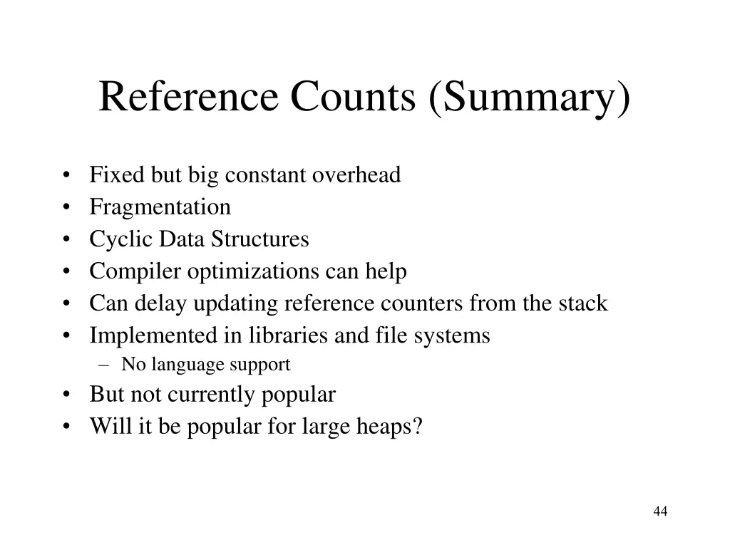 reference counts summary