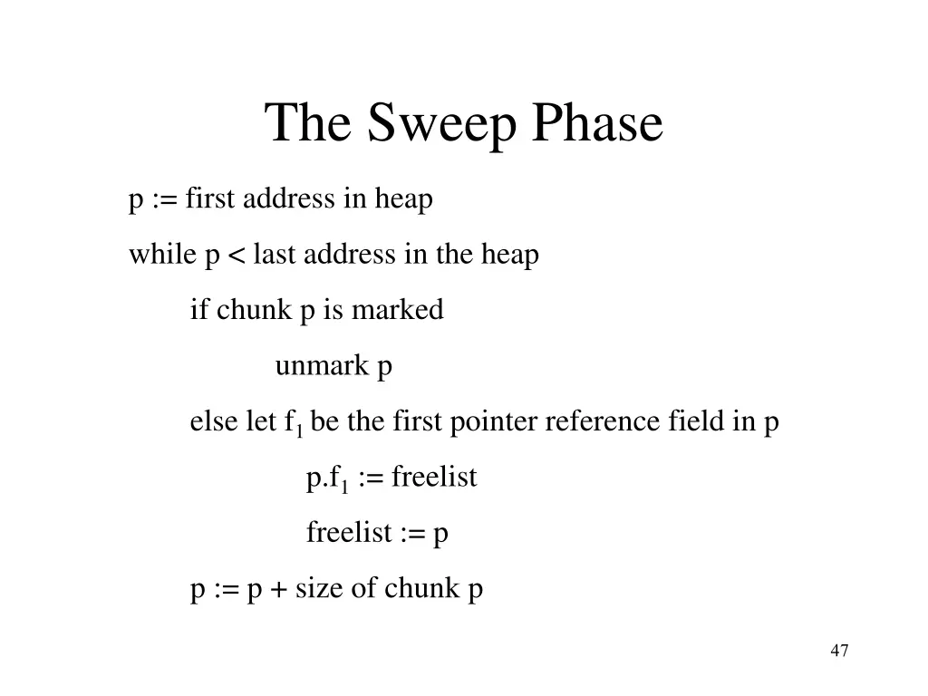 the sweep phase