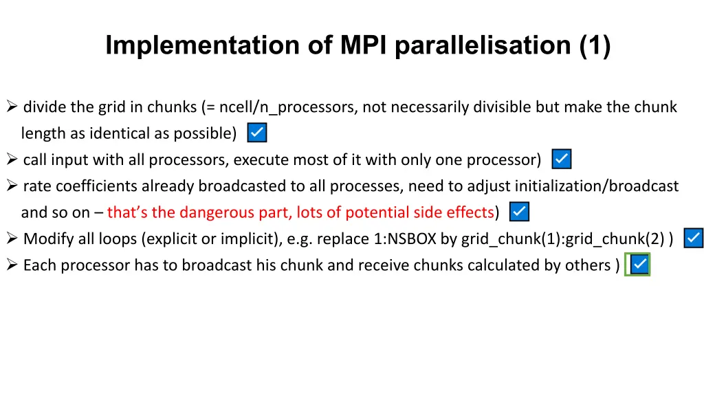 implementation of mpi parallelisation 1