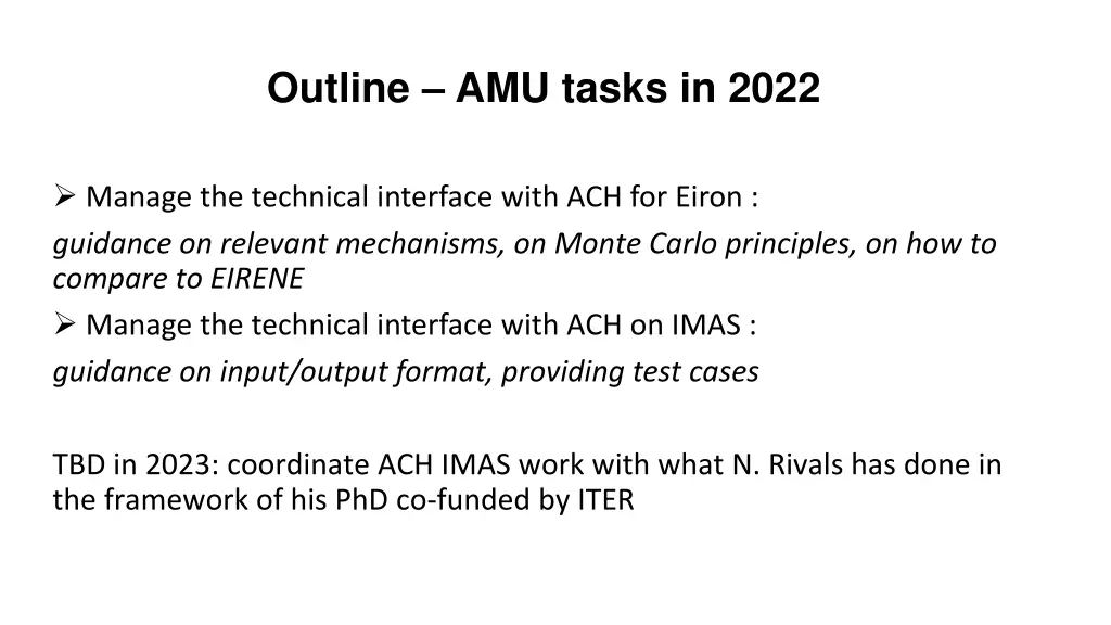 outline amu tasks in 2022