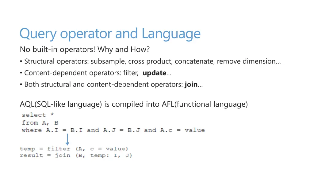 query operator and language no built in operators