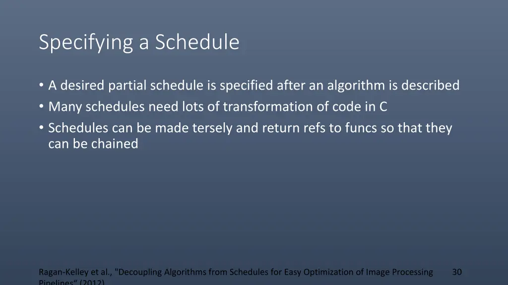 specifying a schedule