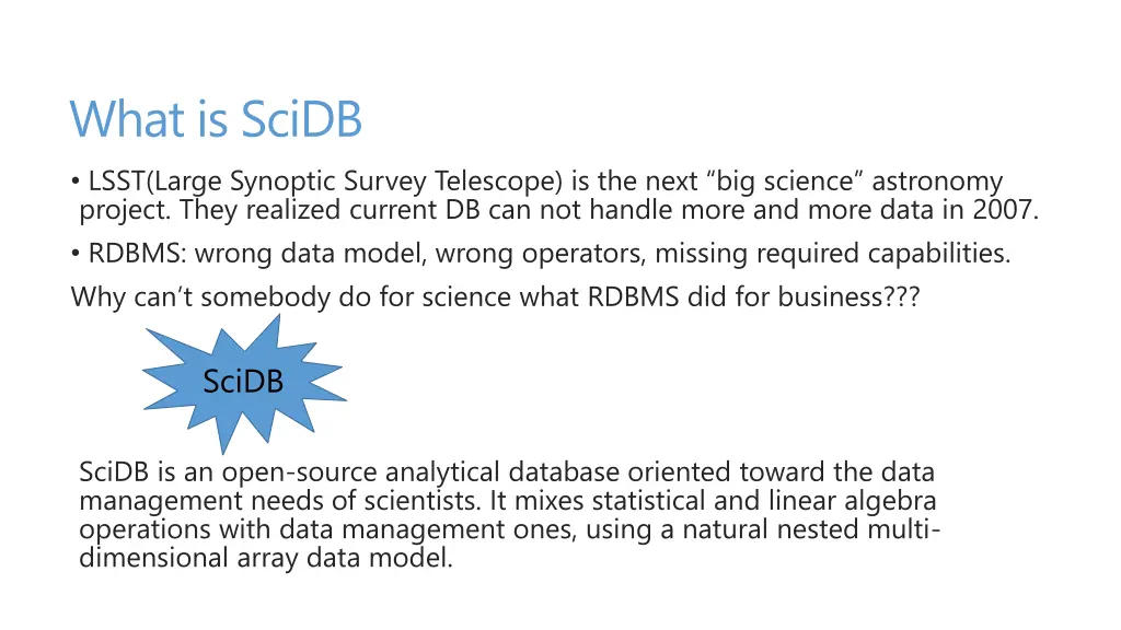 what is scidb lsst large synoptic survey