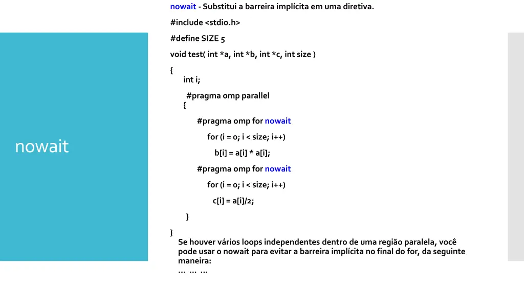 nowait substitui a barreira impl cita