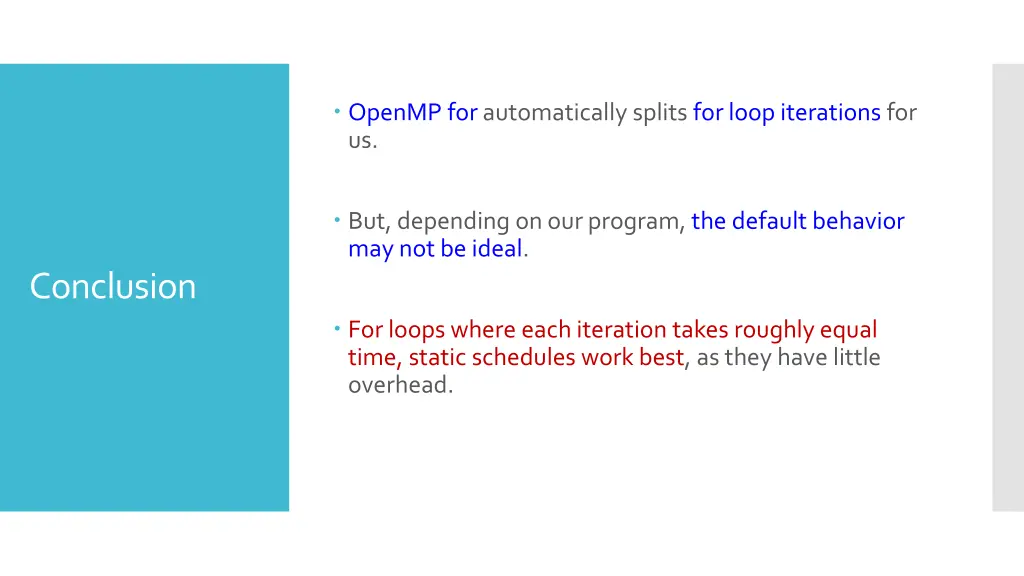 openmp for automatically splits for loop