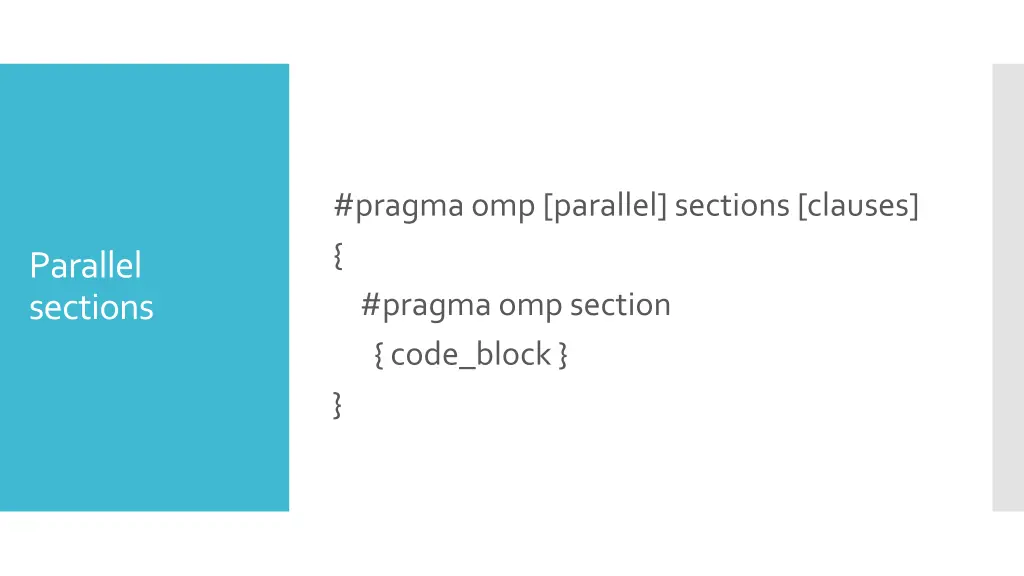 pragmaomp parallel sections clauses