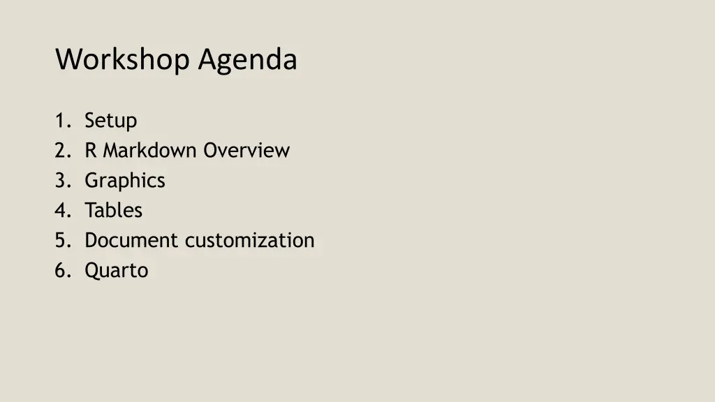 workshop agenda