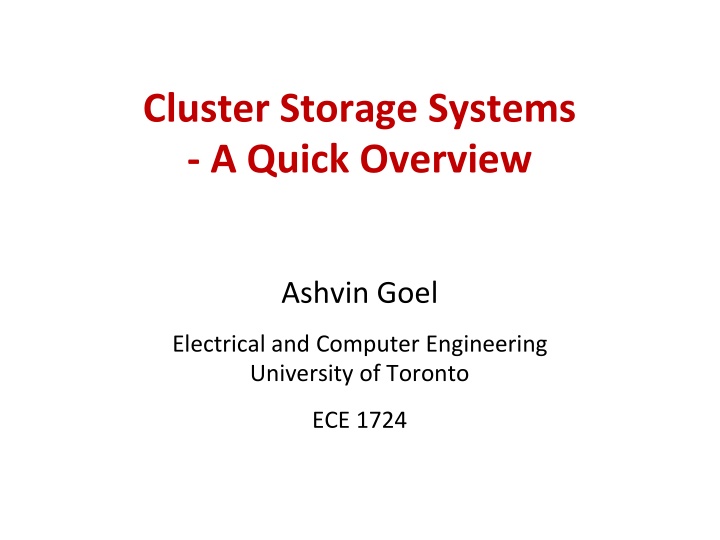 cluster storage systems a quick overview