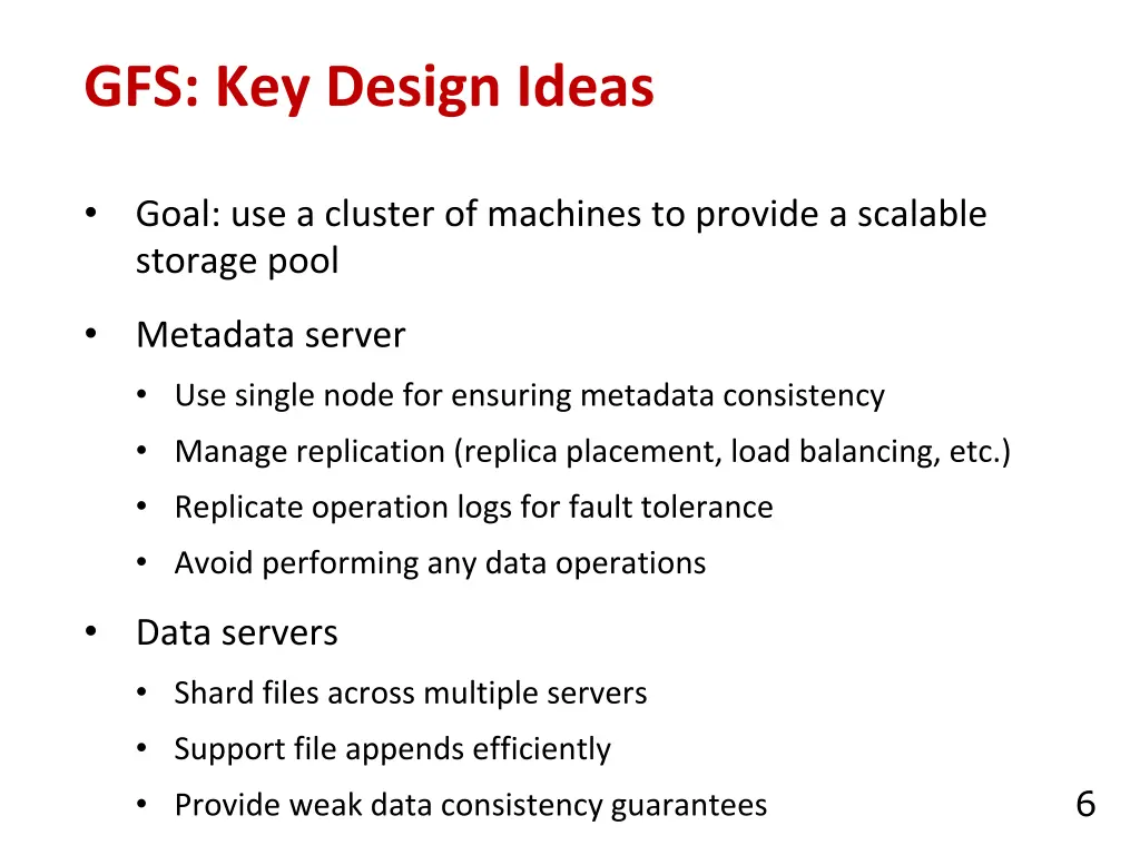 gfs key design ideas