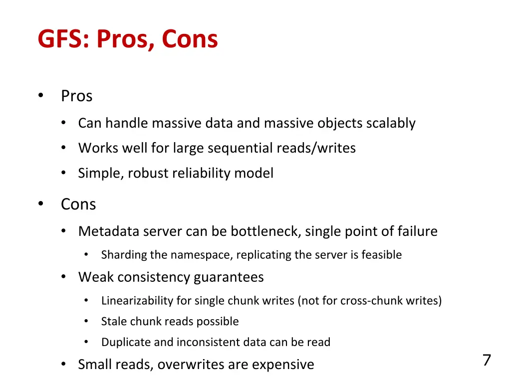 gfs pros cons