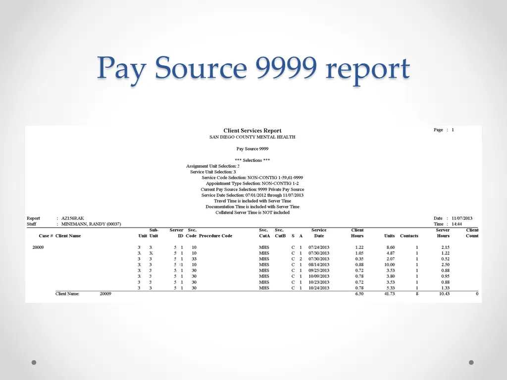 pay source 9999 report