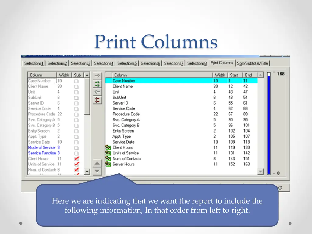 print columns