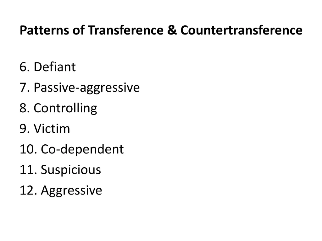 patterns of transference countertransference 1