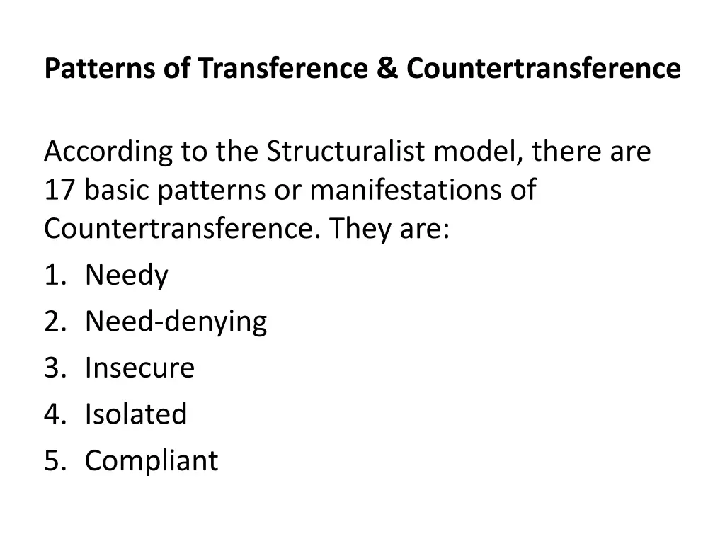 patterns of transference countertransference