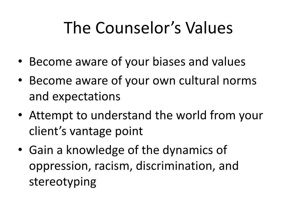 the counselor s values 2