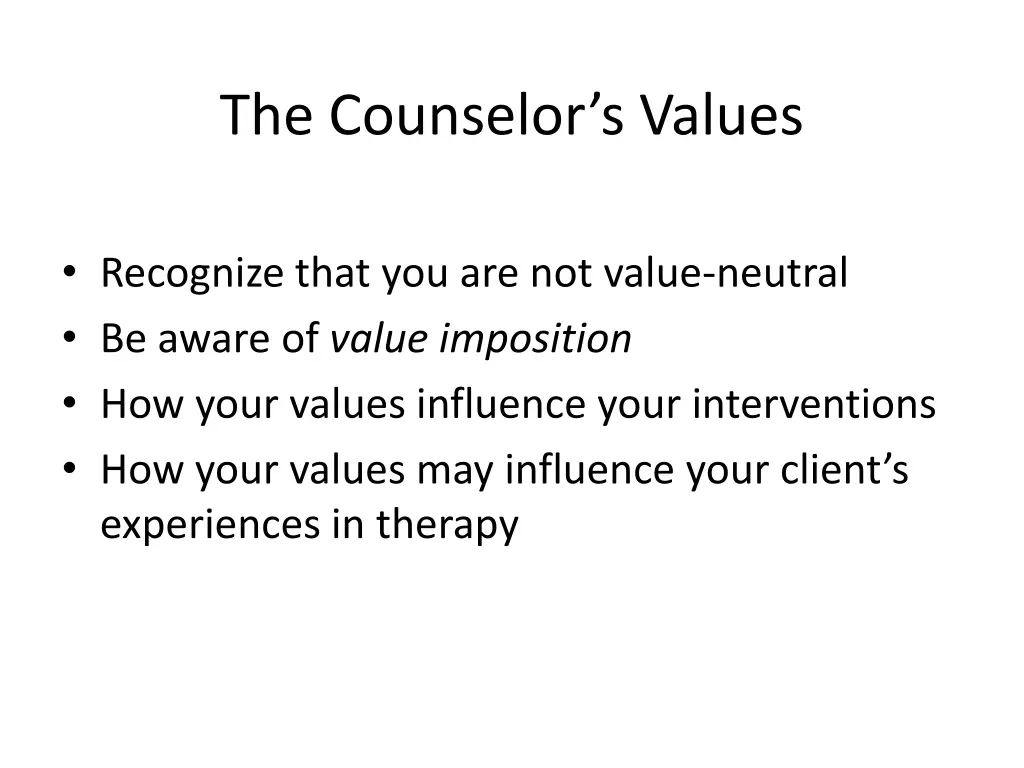 the counselor s values