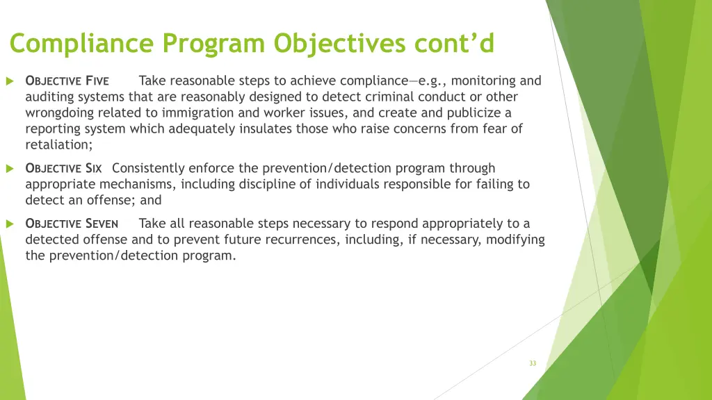 compliance program objectives cont d