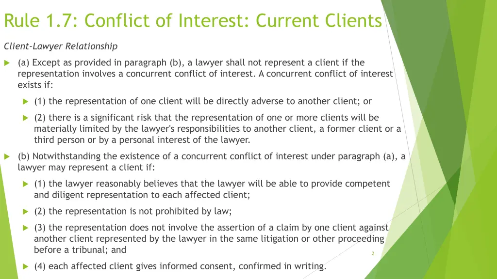 rule 1 7 conflict of interest current clients