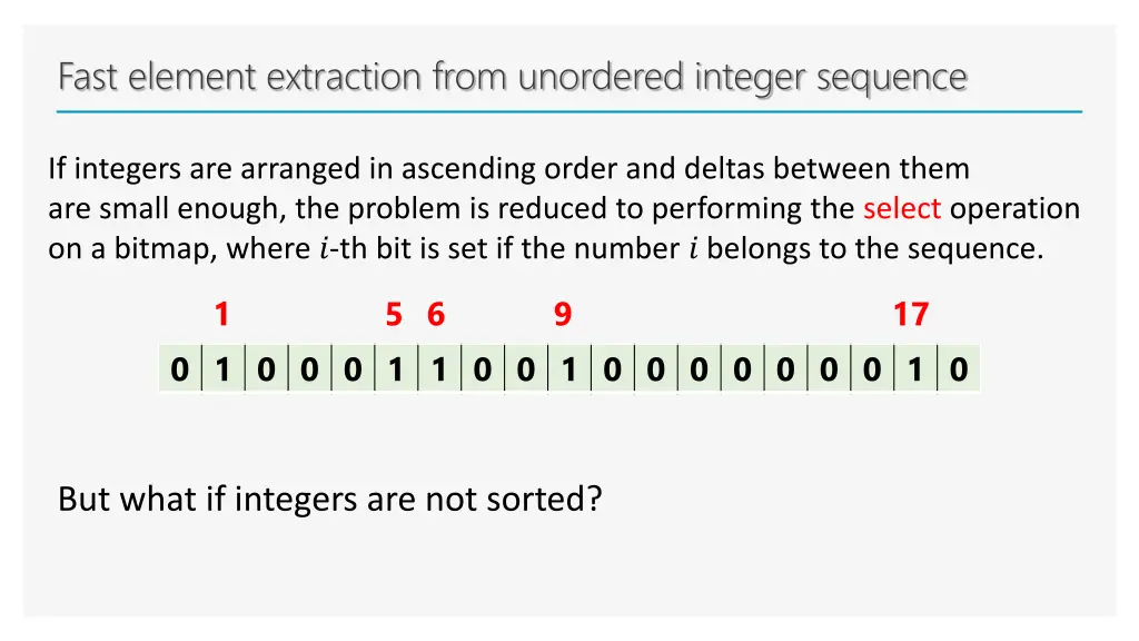 fast element extraction from unordered integer